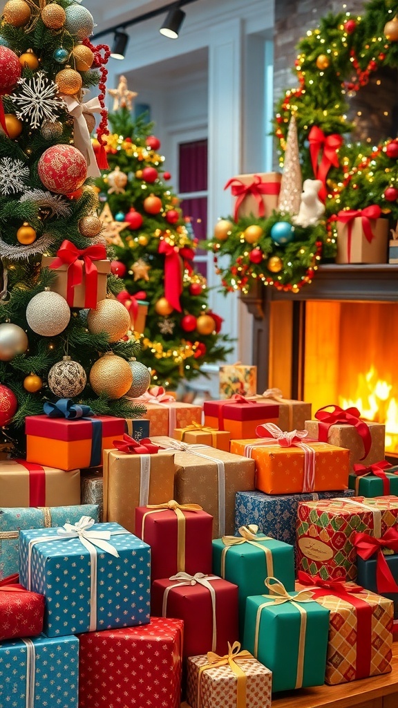 Christmas Aesthetic Shopping Guide A festive Christmas shopping display with decorations, wrapped gifts, and a cozy holiday atmosphere.